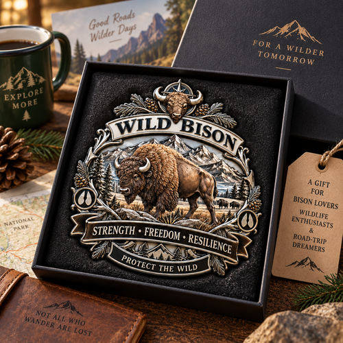 🦬 Wild Bison 3D Metal Car Emblem | Wilderness Heritage Badge
