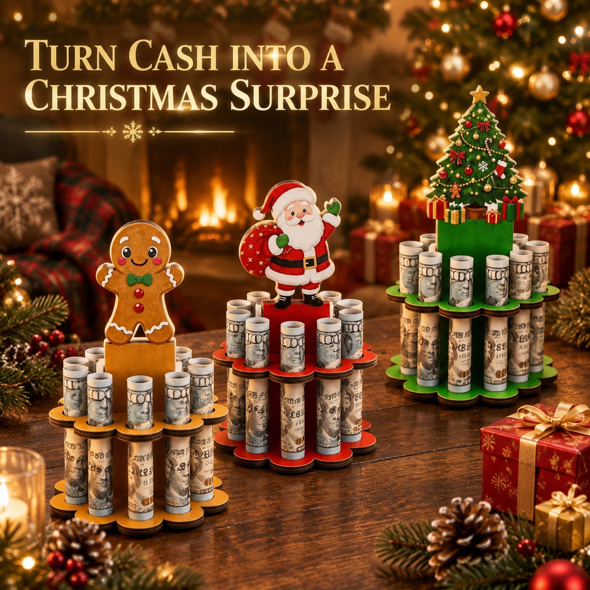 Christmas Wooden Money Holder