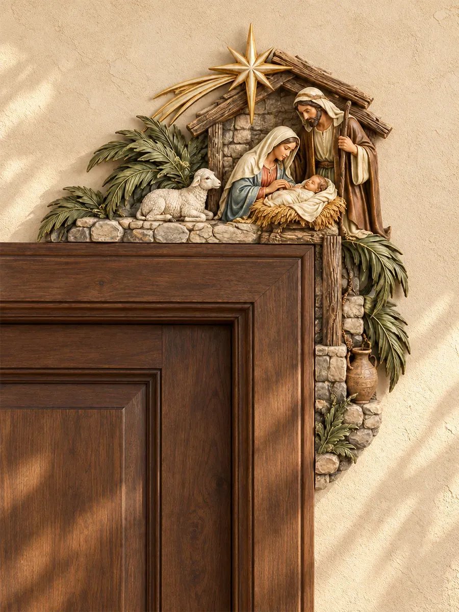 Christmas Nativity door decor detail