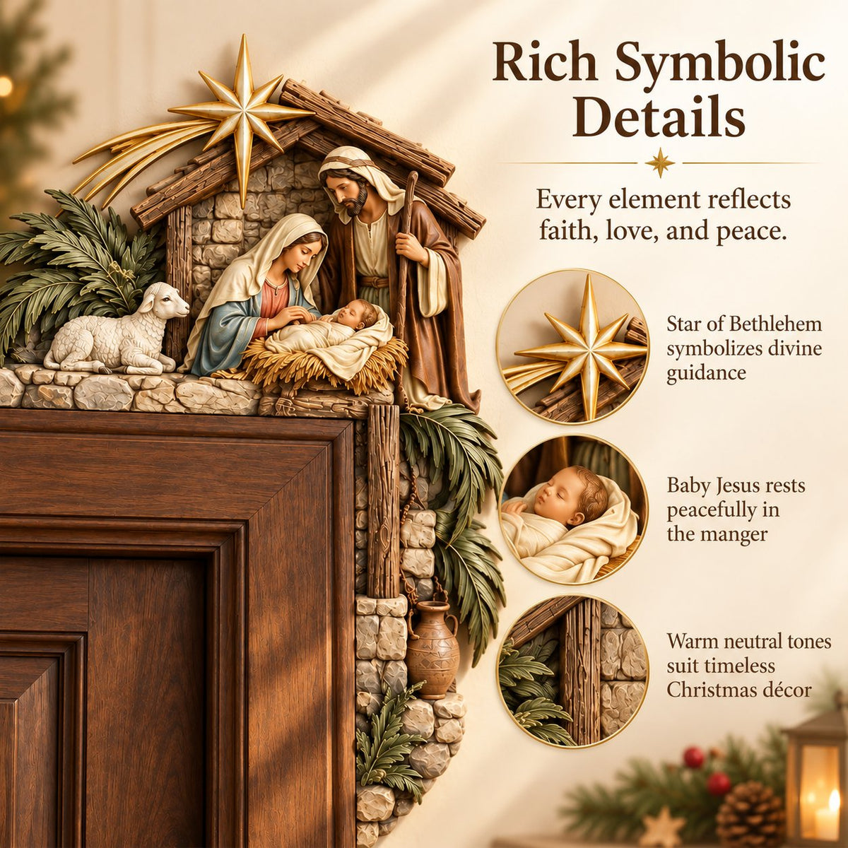 Christmas Nativity Door Frame Corner Decor full view
