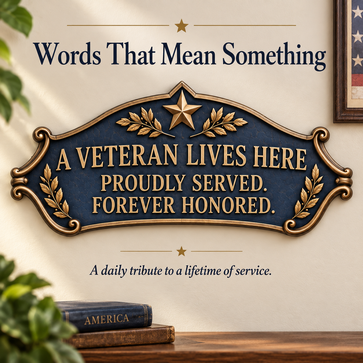 🎖️✨ 'A Veteran Lives Here' – Proudly Served 3-Piece Door Frame Decor Set
