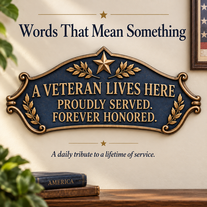 🎖️✨ 'A Veteran Lives Here' – Proudly Served 3-Piece Door Frame Decor Set