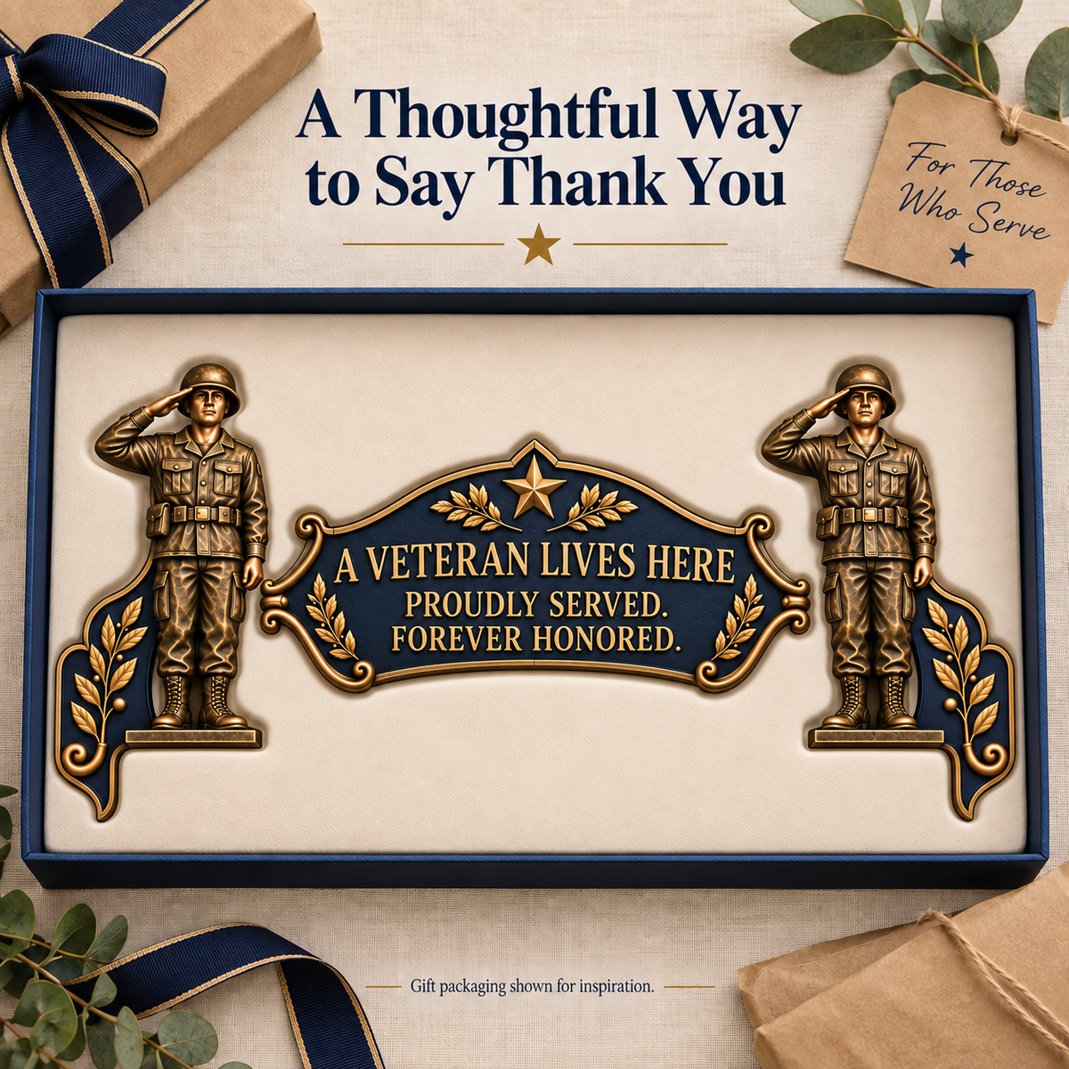 🎖️✨ 'A Veteran Lives Here' – Proudly Served 3-Piece Door Frame Decor Set