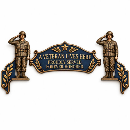 🎖️✨ 'A Veteran Lives Here' – Proudly Served 3-Piece Door Frame Decor Set
