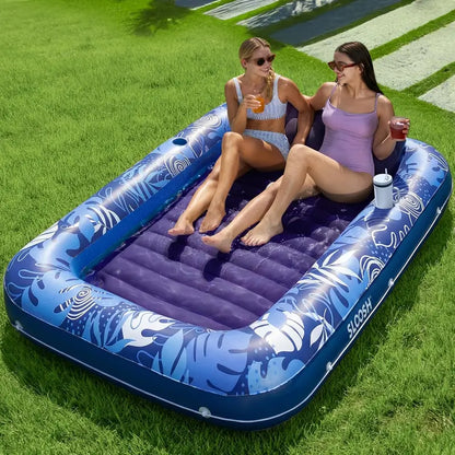 4-in-1 XL Inflatable Tanning Pool Lounge with Cup Holder
