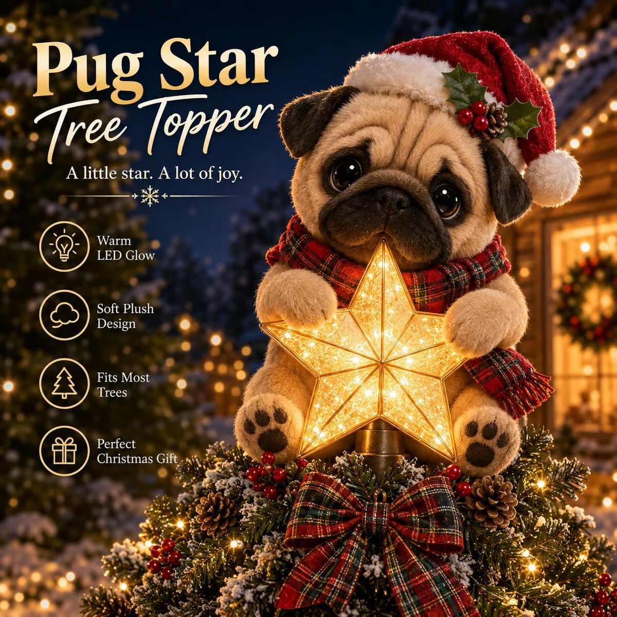 🎄🐶 Glowing Christmas tree top in dog shape – Illuminated Christmas tree top in dog shape