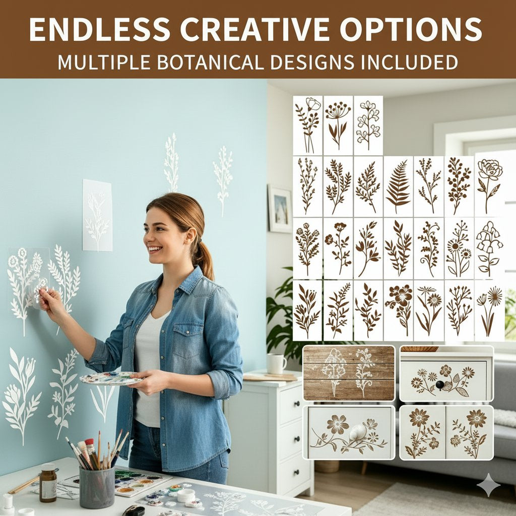 🔥24 PCS - Flower Stencils Painting Crafts Templates