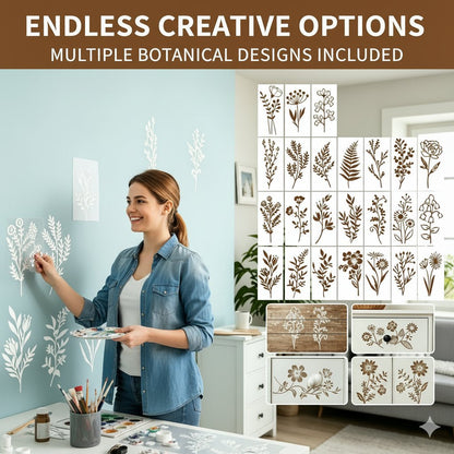 🔥24 PCS - Flower Stencils Painting Crafts Templates