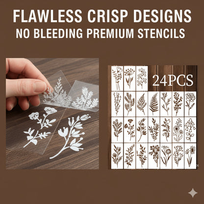 🔥24 PCS - Flower Stencils Painting Crafts Templates