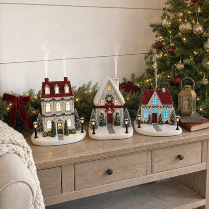🎅 Lighted Christmas Village Aroma Diffuser – Chimney Mist & Glowing Windows