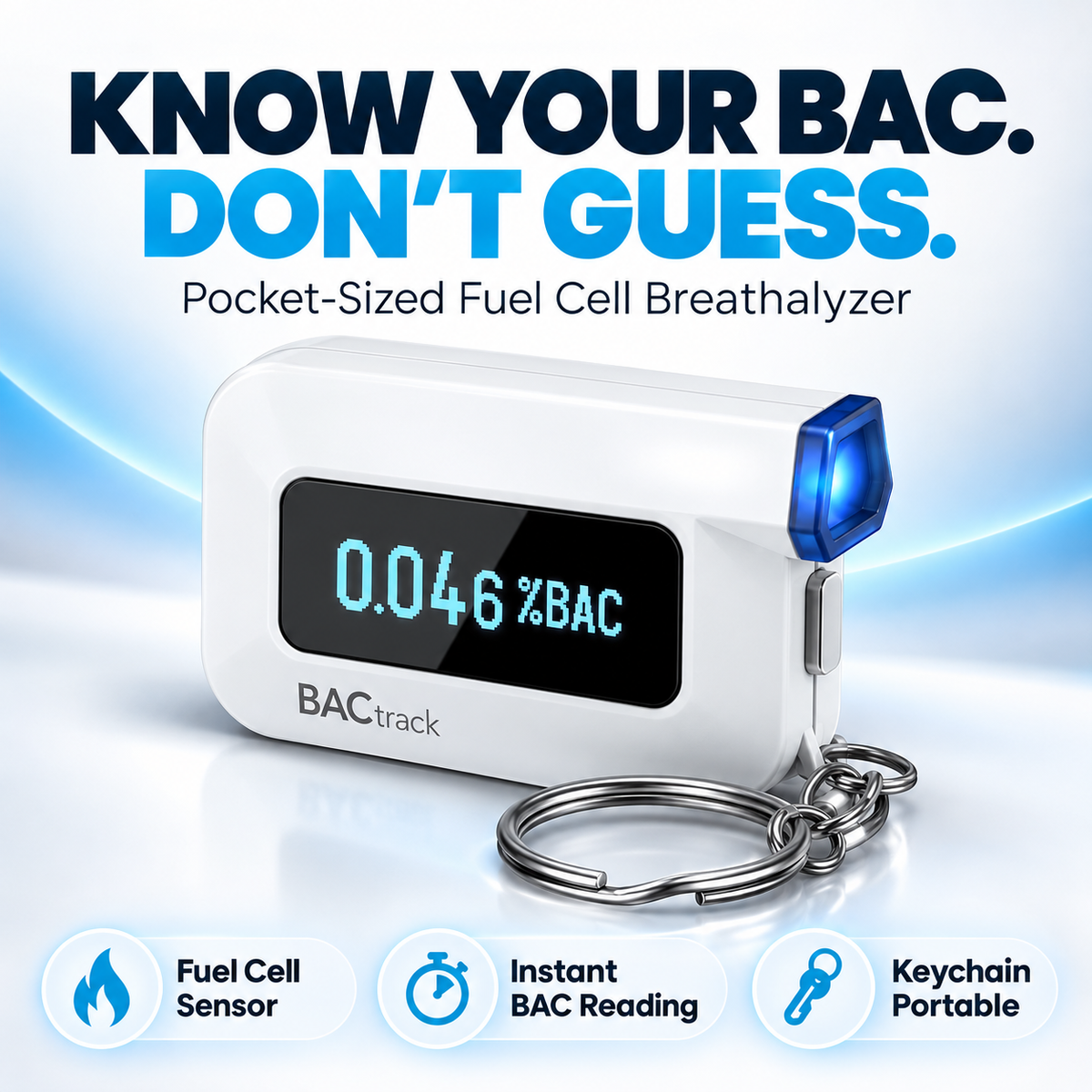 🍺 Pocket BAC Breathalyzer | Fuel Cell Sensor & App Tracking