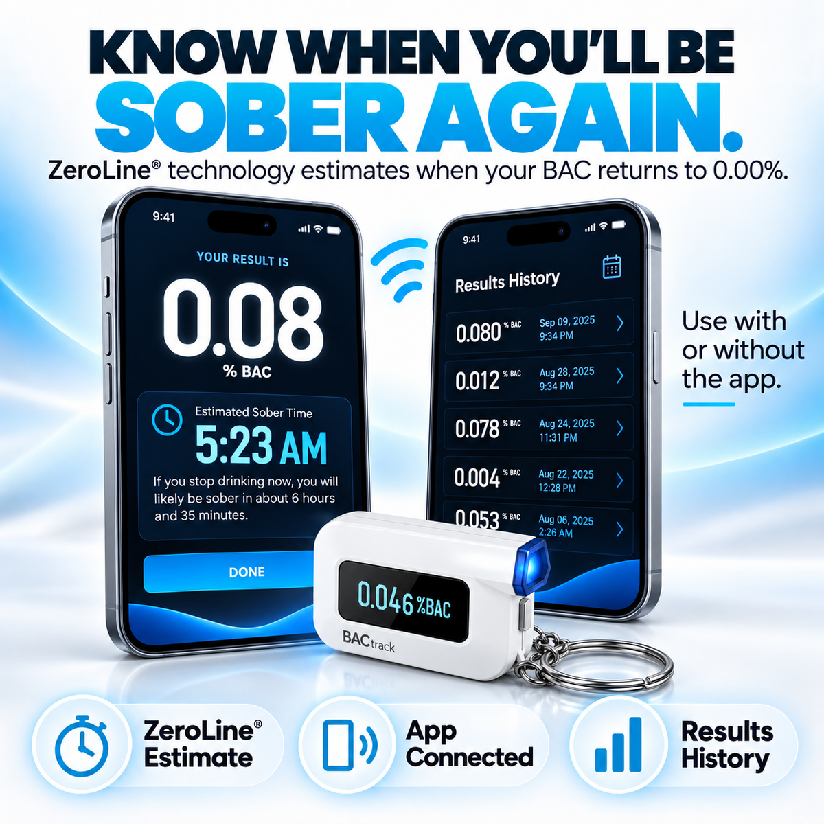 🍺 Pocket BAC Breathalyzer | Fuel Cell Sensor & App Tracking