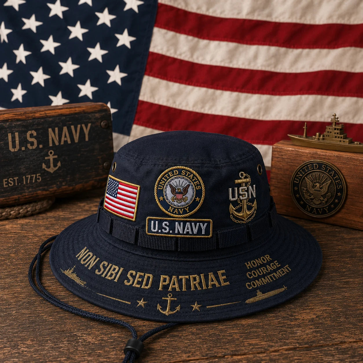 🇺🇸 Last Day Promo: 49% OFF - ⚓U.S. Navy Non Sibi Sed Patriae Tribute Boonie Hat