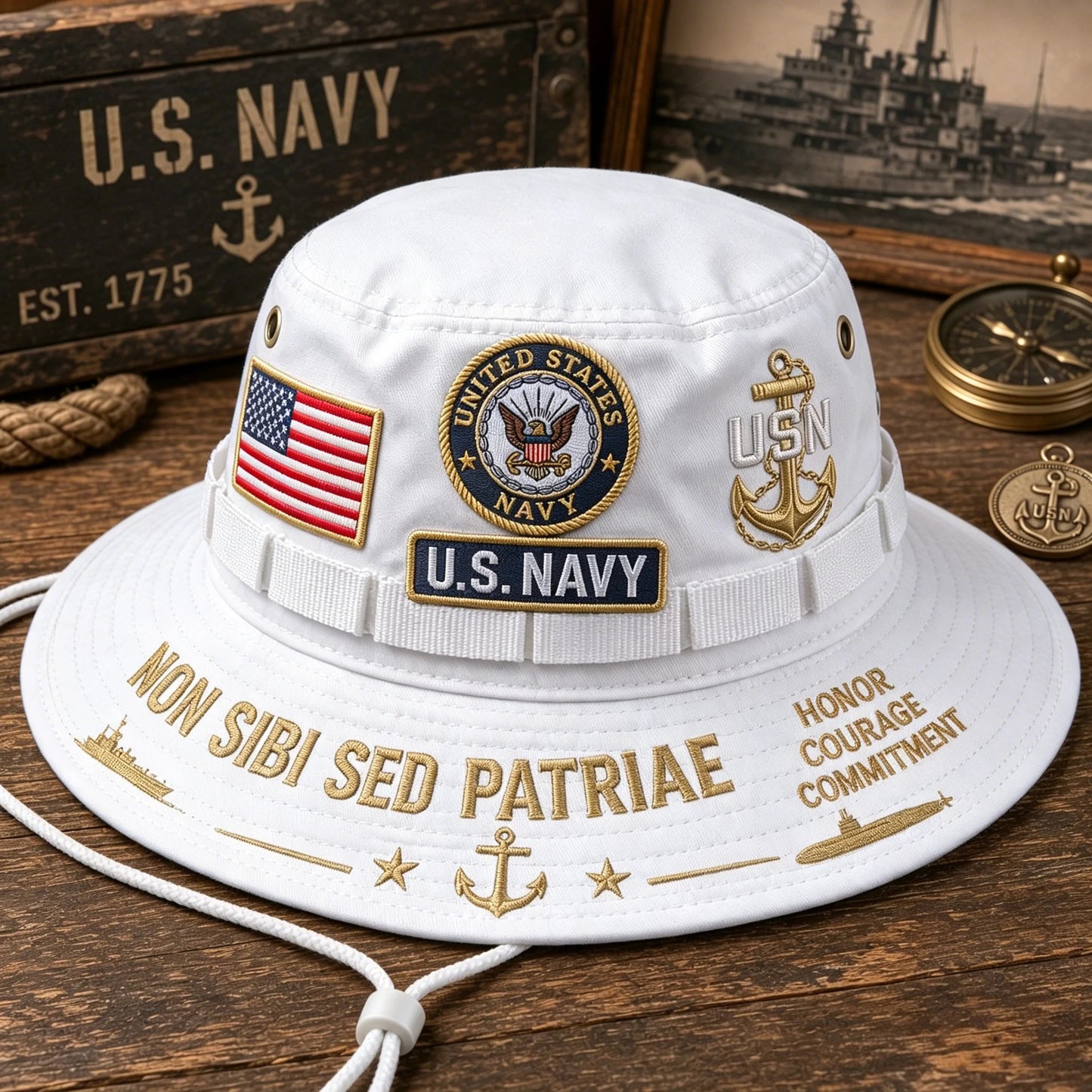 🇺🇸 Last Day Promo: 49% OFF - ⚓U.S. Navy Non Sibi Sed Patriae Tribute Boonie Hat
