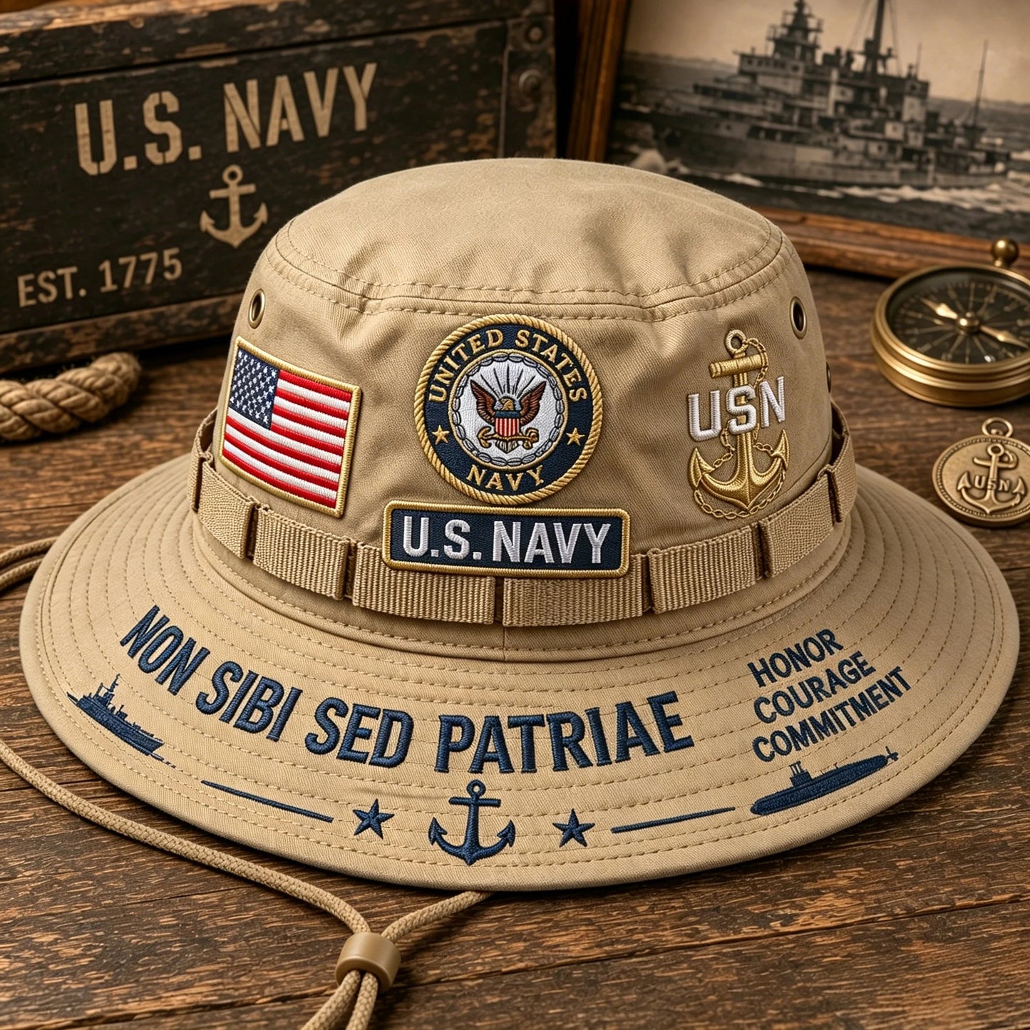 🇺🇸 Last Day Promo: 49% OFF - ⚓U.S. Navy Non Sibi Sed Patriae Tribute Boonie Hat