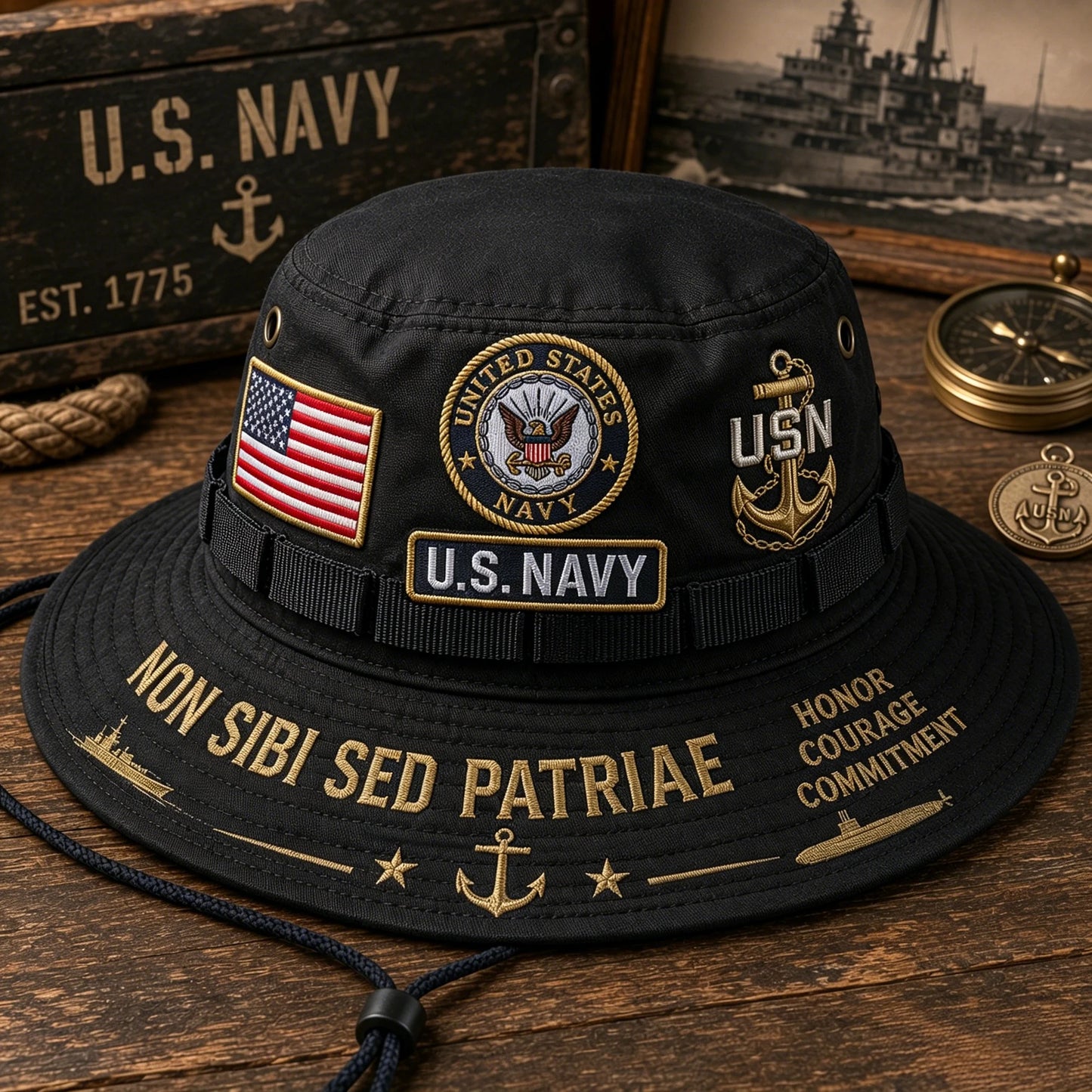 🇺🇸 Last Day Promo: 49% OFF - ⚓U.S. Navy Non Sibi Sed Patriae Tribute Boonie Hat