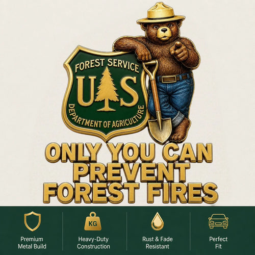 🇺🇸 Last Day Promo: 49% OFF - 🐻USFS Bear Only You Can Prevent Wildfires Car Emblem Metal Badge🌲