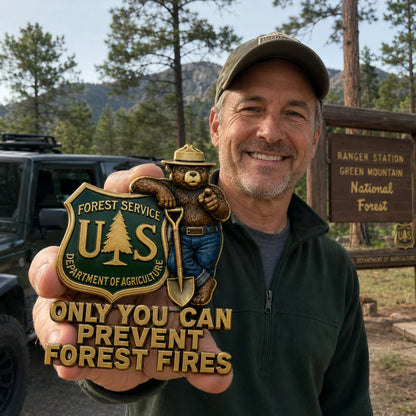 🇺🇸 Last Day Promo: 49% OFF - 🐻USFS Bear Only You Can Prevent Wildfires Car Emblem Metal Badge🌲