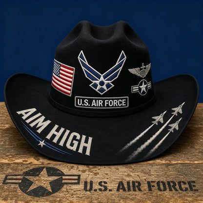 ✈️Last Day Promo: 49% OFF 🎖️ - U.S. Air Force Aim High Tribute Cowboy Hat