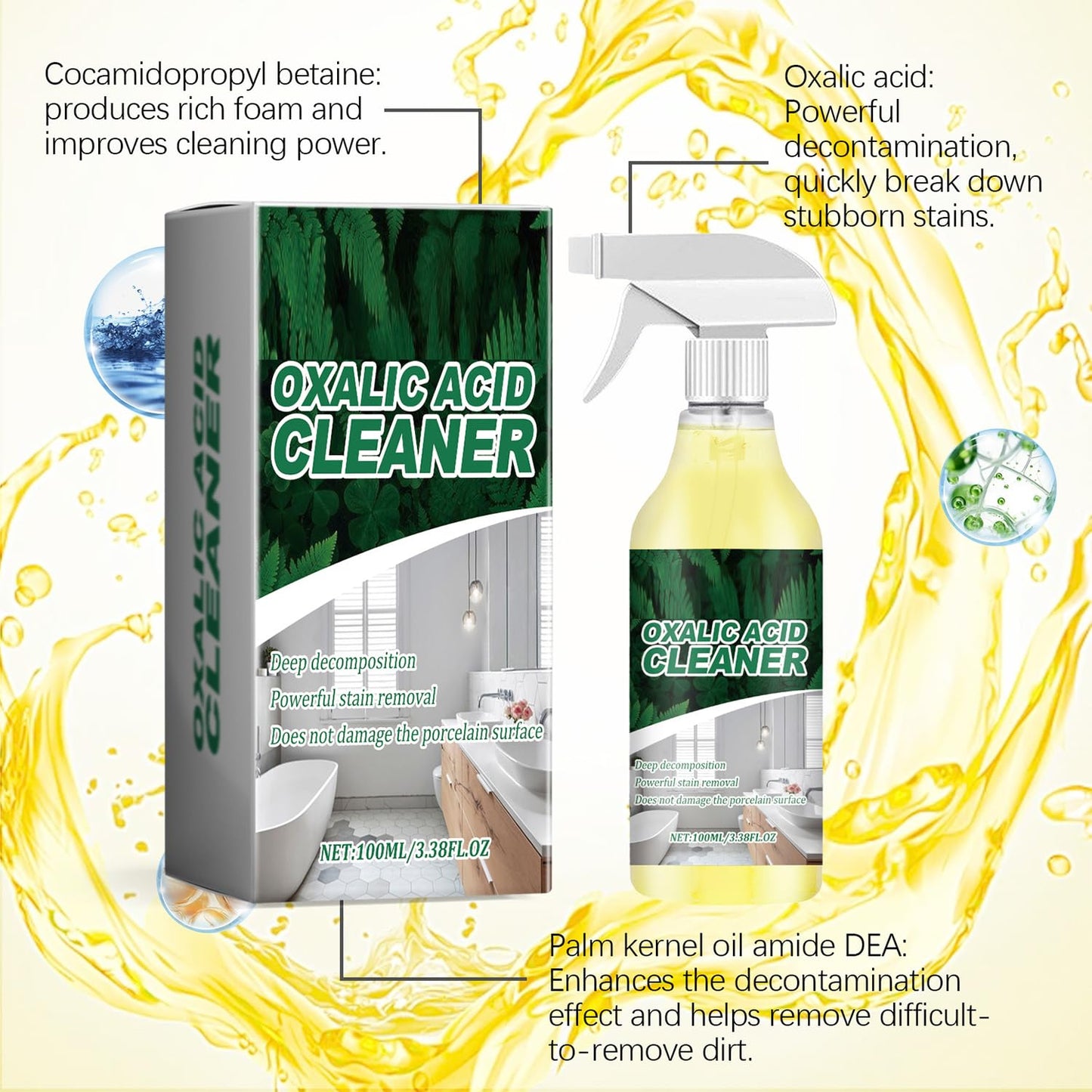 💞50K+ SOLD!💥🔬 【CLEARANCE!】✨✨ Buy 3 Free 2 - 🚽 Oxalic Acid Cleaner, Multipurpose Stain Remover Spray for Bathroom