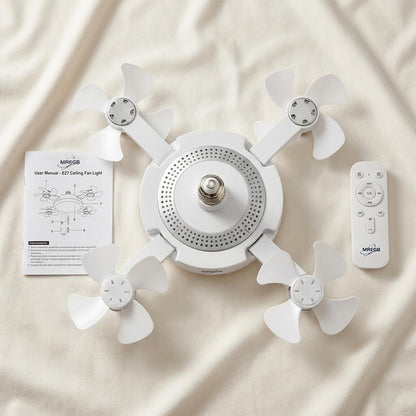 🔥2026 New E27 2-in-1 Fan Light | Silent Remote LED Cooling Combo
