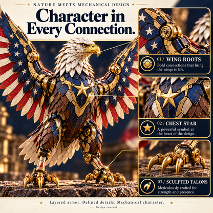 🦅 American Eagle Transforming Egg – Stars & Stripes Mechanical Figure with Bold Wing Details