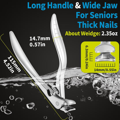 Curved Stainless Steel Nail Clippers with Splash Guard, Large-Opening
