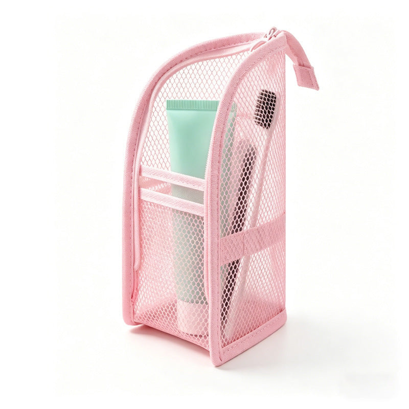 🧼 2-Pack Portable Quick-Dry Mesh Toiletry Bags – Hanging Travel Organizers with Toothbrush Slots!!!