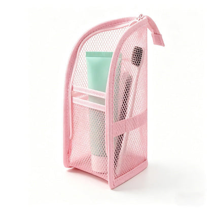 🧼 2-Pack Portable Quick-Dry Mesh Toiletry Bags – Hanging Travel Organizers with Toothbrush Slots!!!