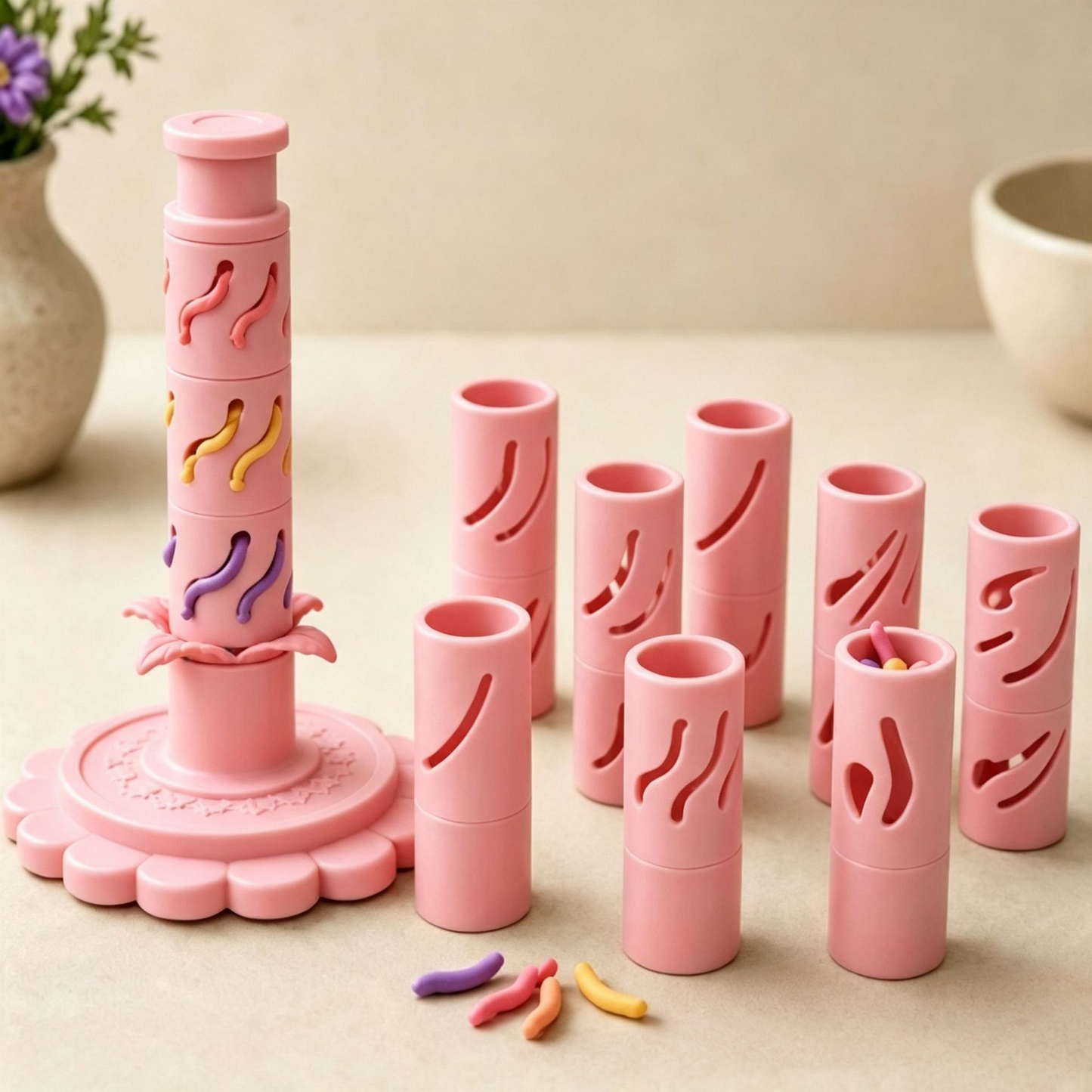 Modular Clay Bloom Maker with 9 Shaping Sleeves – DIY Flower Forming Tool