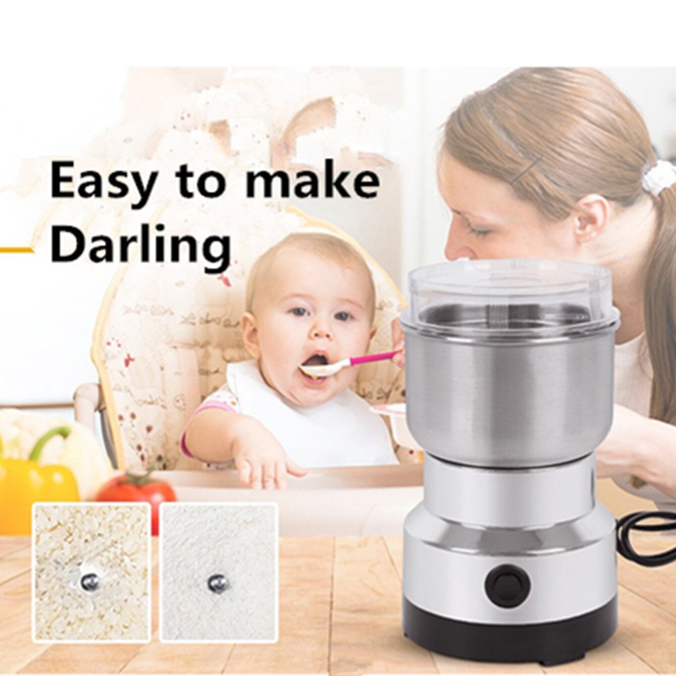 ⚡High-Speed Stainless Steel Grain Grinder – Powerful Electric Mill for Fast, Fresh Grinding