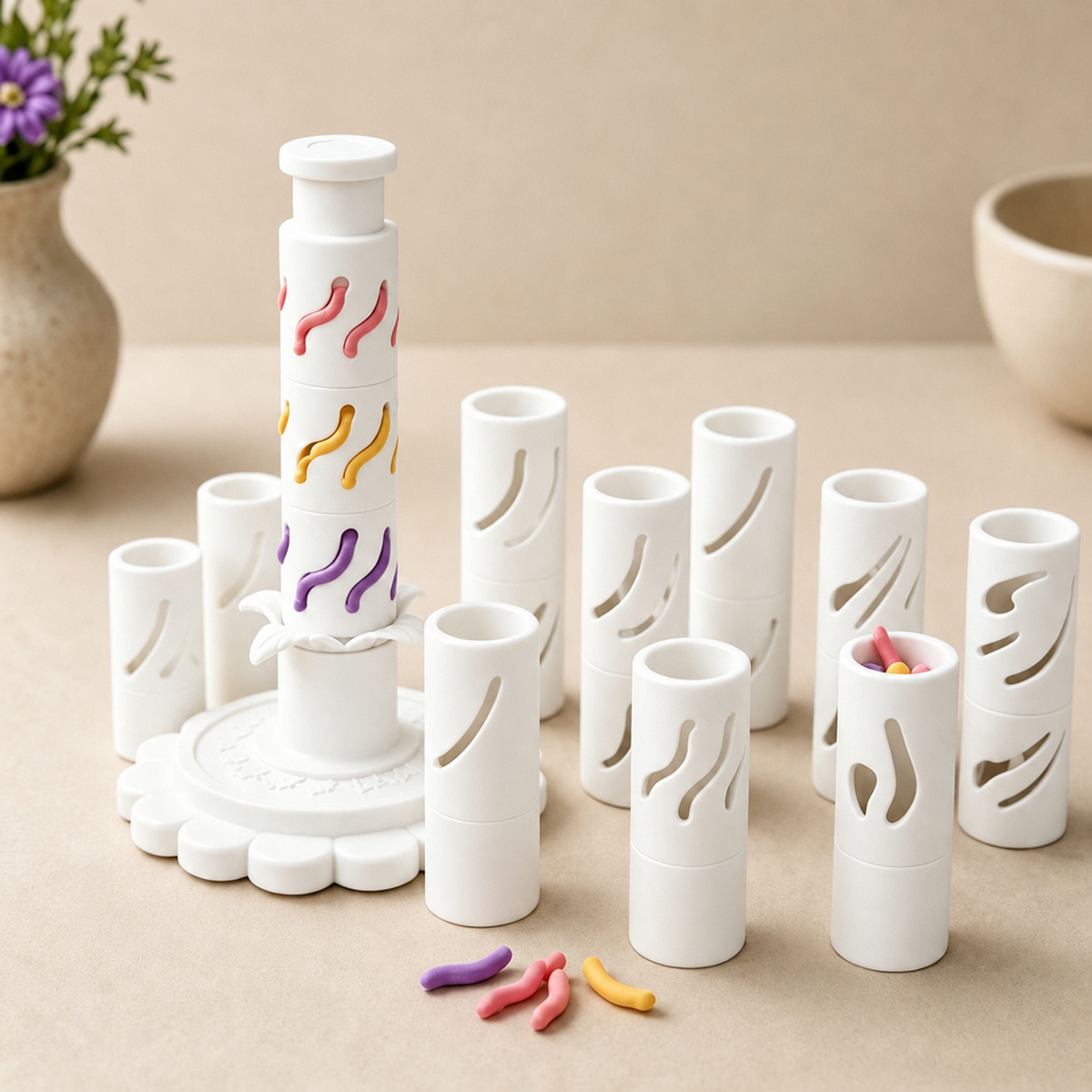 Modular Clay Bloom Maker with 9 Shaping Sleeves – DIY Flower Forming Tool