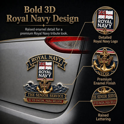 👑🌍 Royal Marines “Per Mare Per Terram” Tribute Metal Car Emblem