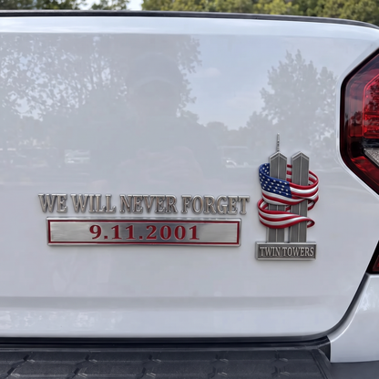 We Will Never Forget – 9.11.2001 Memorial Car Emblem