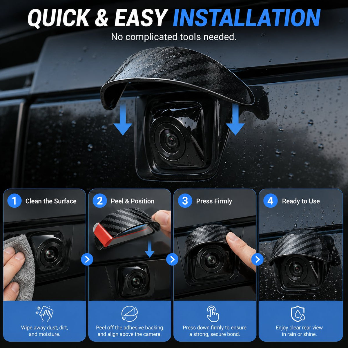 🌧️ 4PCS Car Backup Camera Rain Shield – Clearer Rear View in Rain