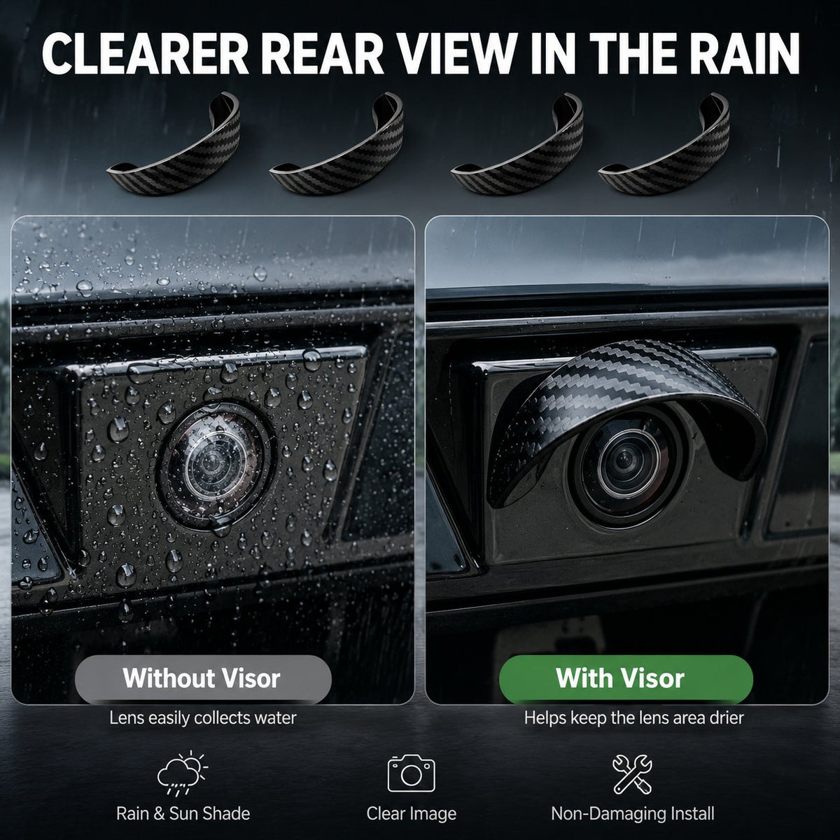 🌧️ 4PCS Car Backup Camera Rain Shield – Clearer Rear View in Rain