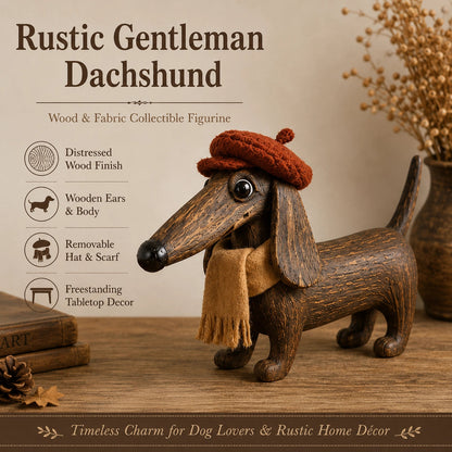 Rustic Gentleman Dachshund Wooden Figurine