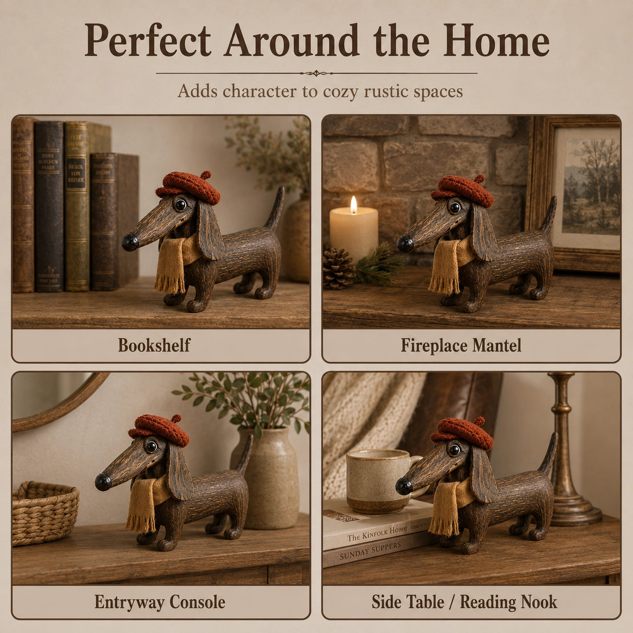 Rustic Gentleman Dachshund Wooden Figurine