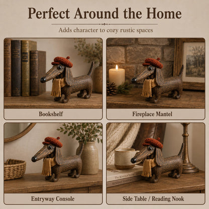 Rustic Gentleman Dachshund Wooden Figurine