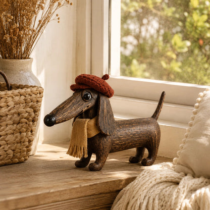 Rustic Gentleman Dachshund Wooden Figurine