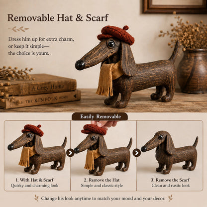 Rustic Gentleman Dachshund Wooden Figurine