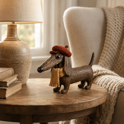 Rustic Gentleman Dachshund Wooden Figurine