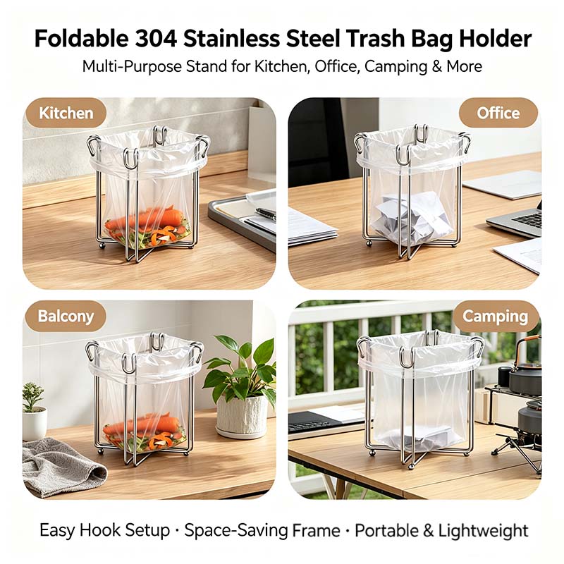 Easy to Disposal, Just Hook the Trash Bag, Foldable 304 Stainless Steel Trash Bag Holder🗑️ - image 9