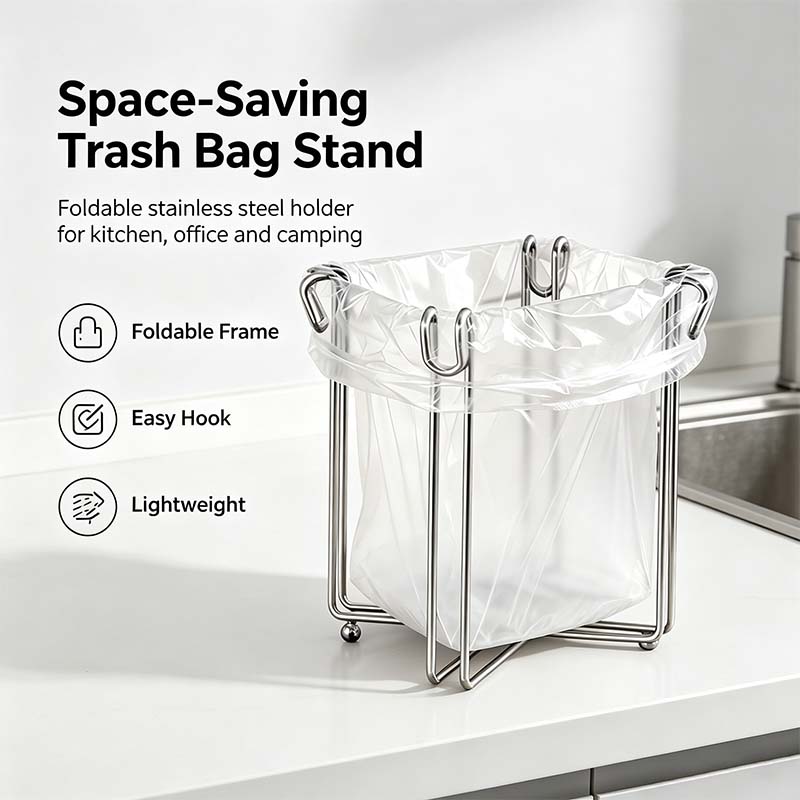 Easy to Disposal, Just Hook the Trash Bag, Foldable 304 Stainless Steel Trash Bag Holder🗑️ - image 13