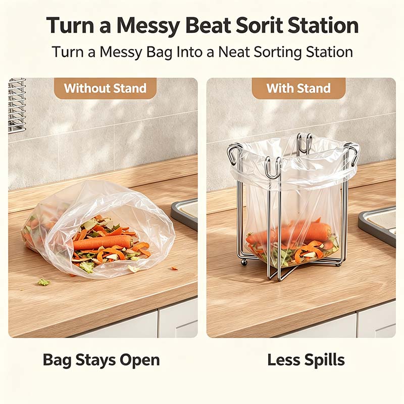 Easy to Disposal, Just Hook the Trash Bag, Foldable 304 Stainless Steel Trash Bag Holder🗑️ - image 10