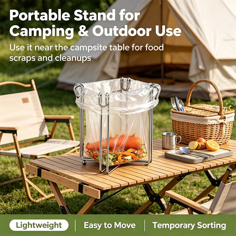 Easy to Disposal, Just Hook the Trash Bag, Foldable 304 Stainless Steel Trash Bag Holder🗑️ - image 12