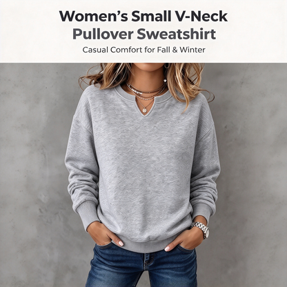 Women’s Solid-color Small V-neck pullover sweatshirt for autumn/winter 🧥