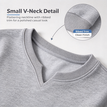Women’s Solid-color Small V-neck pullover sweatshirt for autumn/winter 🧥