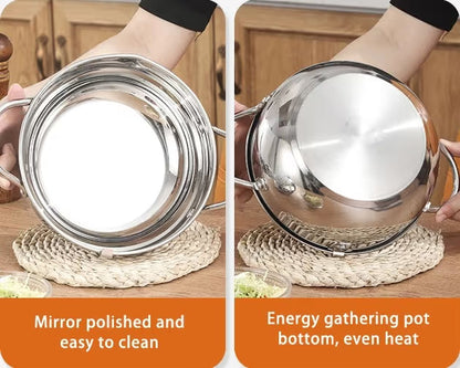 🔥304 Stainless Steel Frying Pot with Thermometer and Oil Drip Drainer Rack