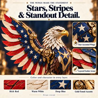 🦅 American Eagle Transforming Egg – Stars & Stripes Mechanical Figure with Bold Wing Details